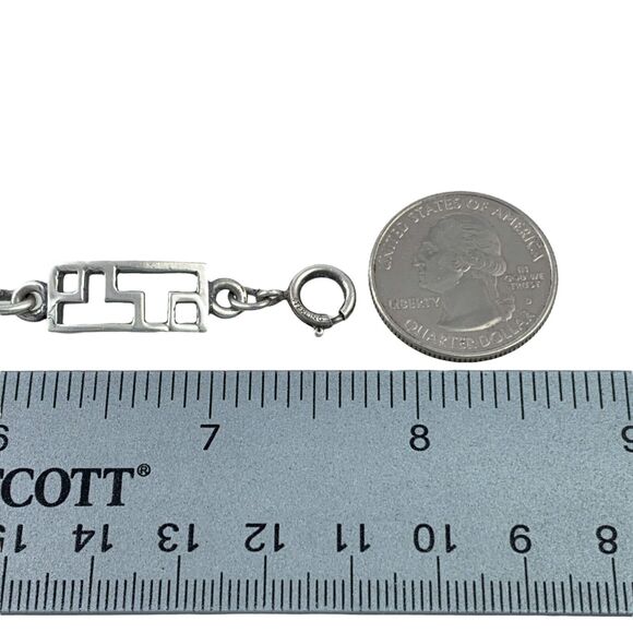 Vintage Sterling Silver 925 Cutout Pattern Link Bracelet 7.75" - Picture 8 of 8